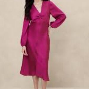 Banana Republic Factory Fuchsia Long Sleeve Dress